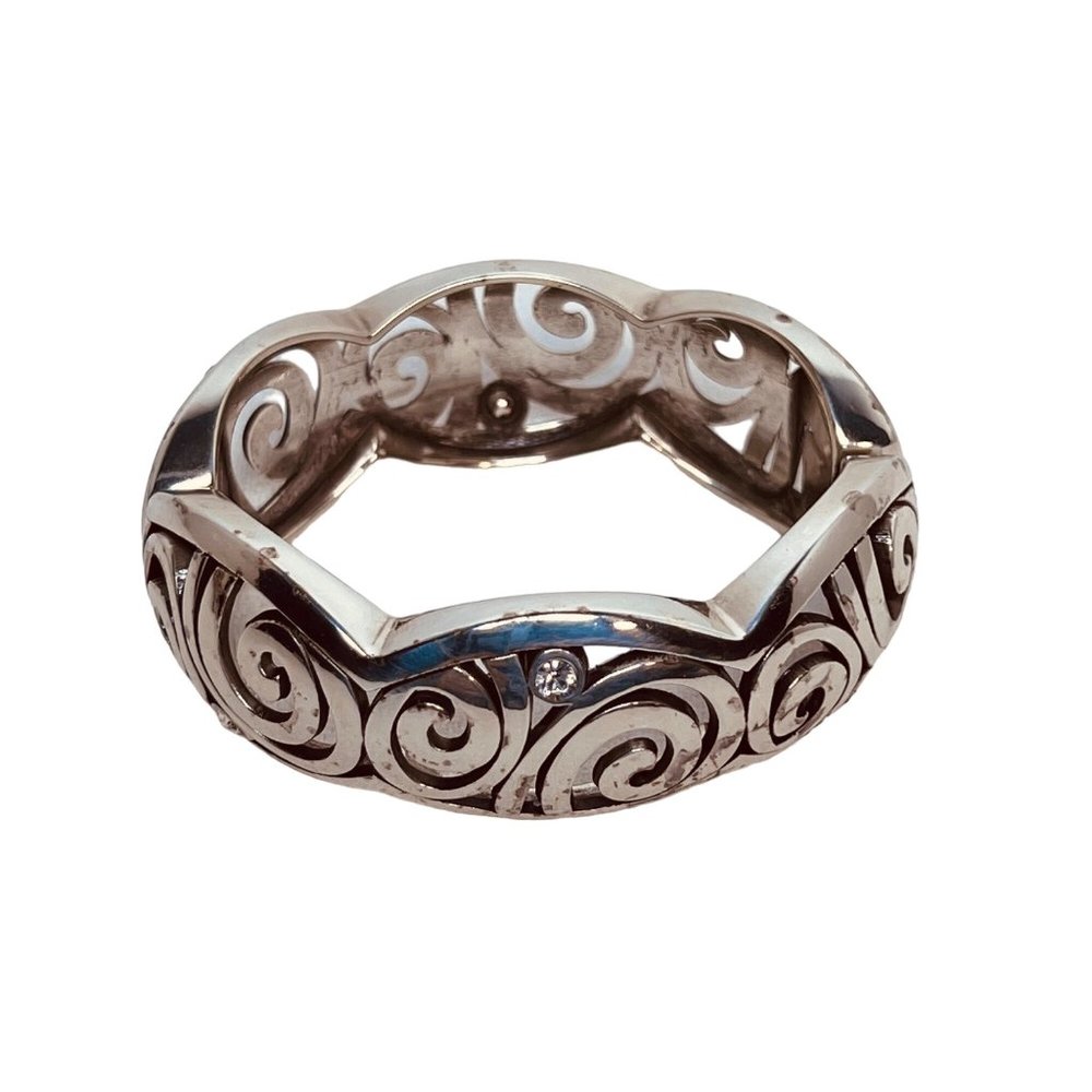 Brighton Open Cutwork Silver Tone Hinged Magnetic Bracelet